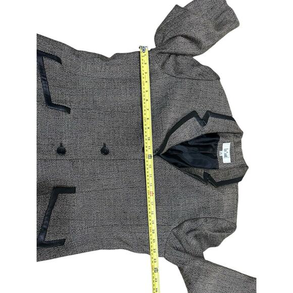 Le Suit Women's 18 Suit 2 Pc Skirt Overcoat Topper Jacket Herringbone Tan Black - Picture 6 of 11